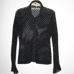 Anne Fontaine Lace Crochet Eyelet Bell Shirt Top